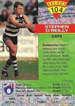 1994 Select AFL #104 Stephen O’Reilly Back